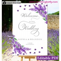 Lavender welcome sign template,lavender wedding welcome sign template, (131)